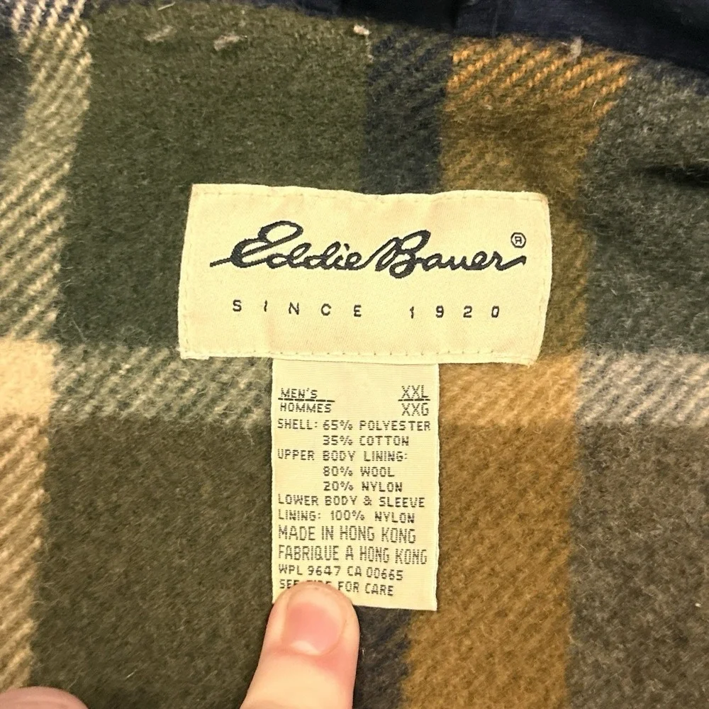 Eddie Bauer Mountain Parka Jacket Mens XXL Blue Wool Lined Vintage Outdoors